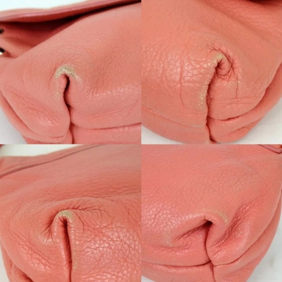 Chloé Lily 2way Peach Coral Pink Salmon Leather Crossbody Shoulder Handbag Purse - Picture 9 of 12